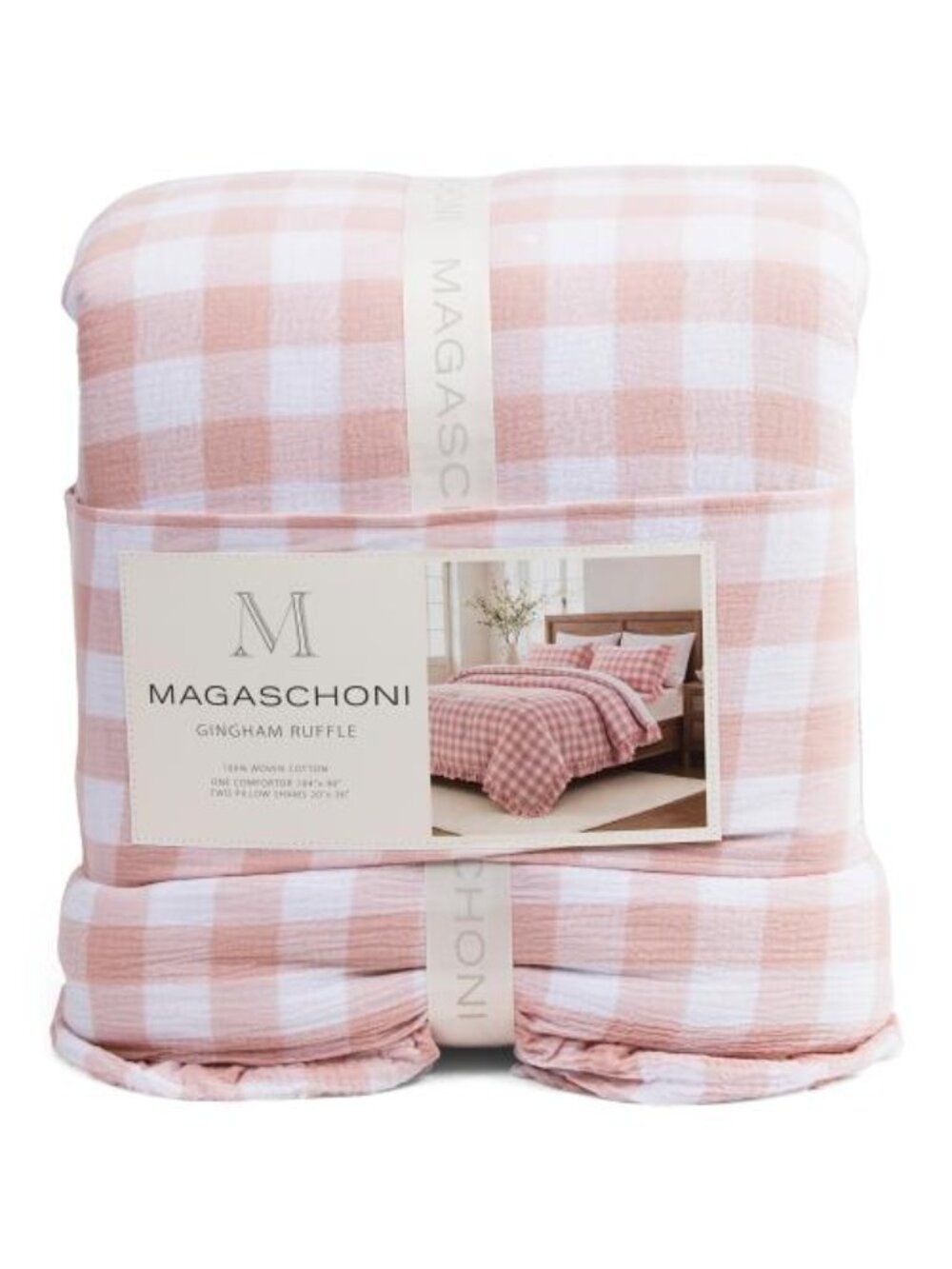 MAGASCHONI Ruffled Gingham Gauze Comforter Set
